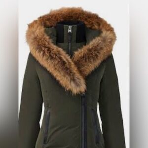 Mackage Dark Green Jacket with Fur leather trim